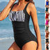 Neck One-piece Bikini Summer New Solid Color Pleated Design Swimsuit Beach Vacation Womens Clothing - Minihomy