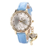 Fashion Cute Cat Pattern watch bracelets Clock Gift Women Girl Watches Luxury Diamond Analog Leather Quartz Wrist Watches - Minihomy