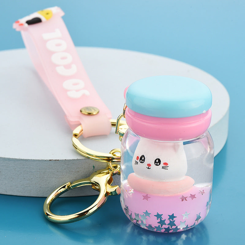 Floating Kitten Macaron Quicksand Keychain - Minihomy