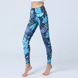 Leaves Printed Yoga Pants Women's High Waist Hip Lifting Leggings - Minihomy