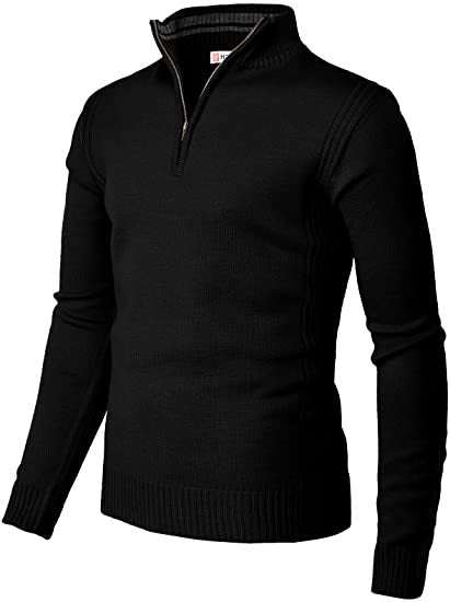 Men's Casual Slim Pullover Knit Zipper Stand Collar Polo Shirt - Minihomy