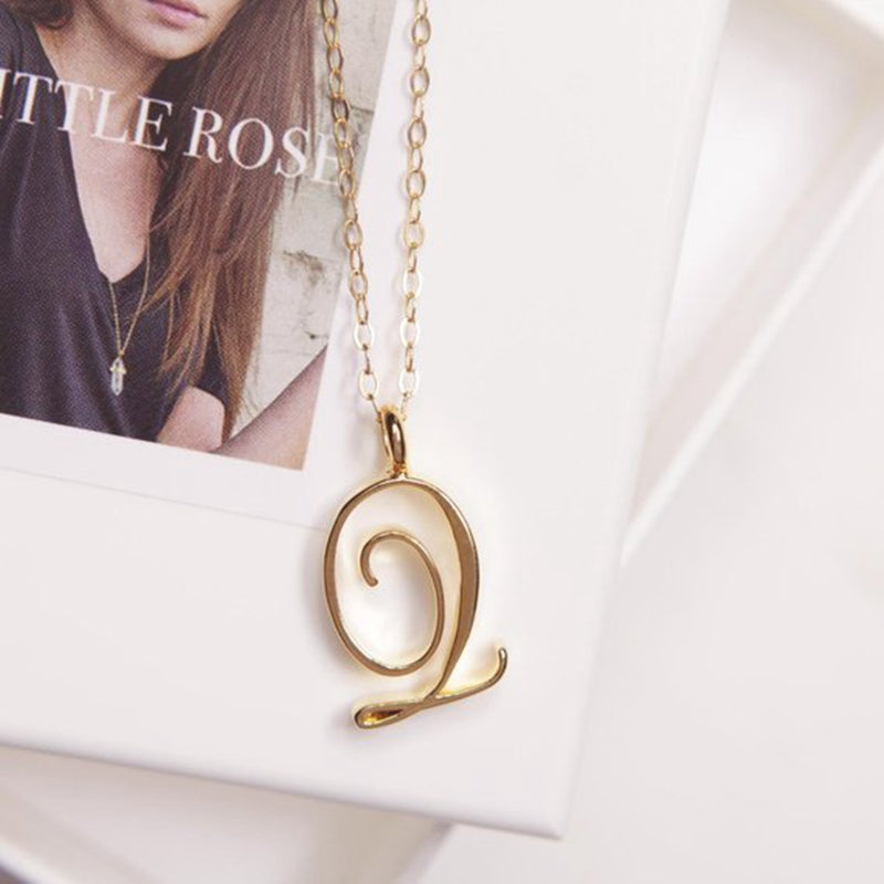 Gold 26 Old English Initial Letter Necklaces For Women - Minihomy