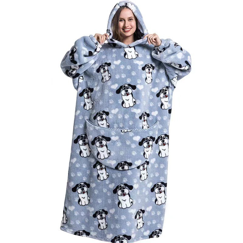 Fleece Hooded Wearable Blanket Sweatshirt - Minihomy