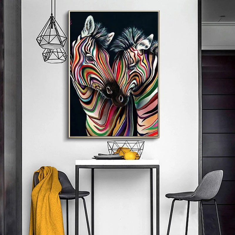 Modern Abstract Zebra Canvas Painting Wall Art Poster - Minihomy