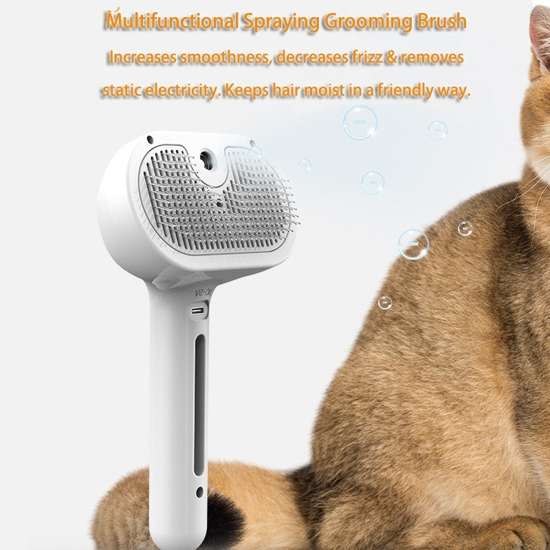 Pet Comb Self Cleaning Pets Hair Remover Brush For Dogs Grooming Tools Dematting Comb Built-in Mist Humidifier Pet Products - Minihomy