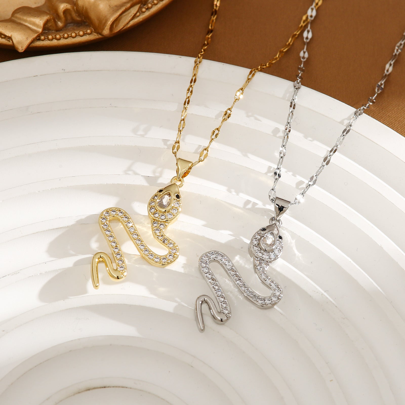 Snake Rhinestone Necklace for Women - Trendy Sweater Chain