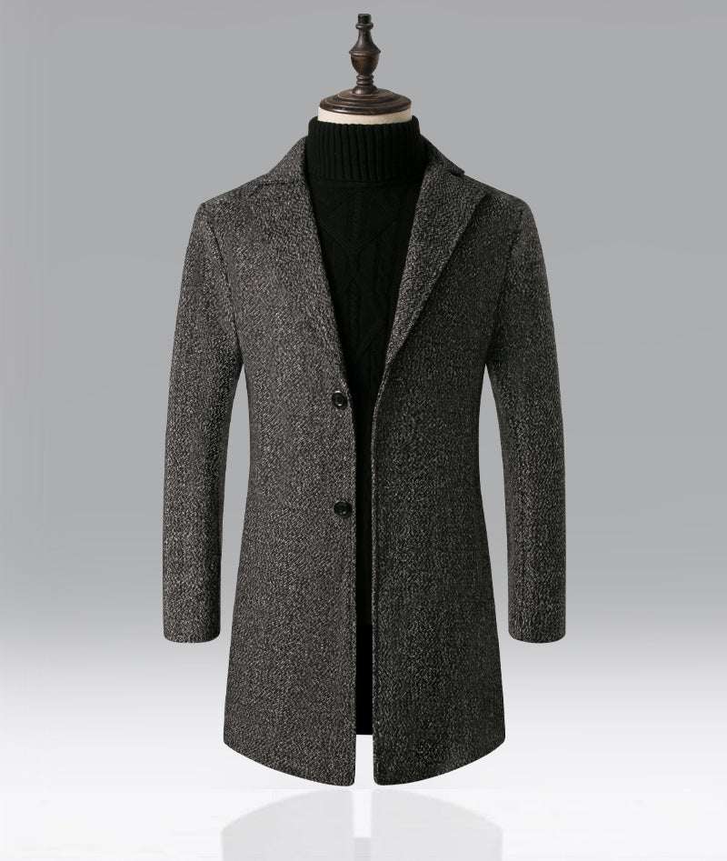 Men's Snowflake Trench Coat Mid-length Woolen Coat - Minihomy