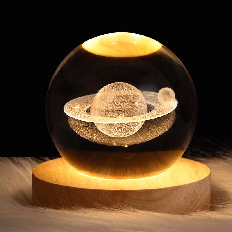 LED Night Light Galaxy Crystal Ball Table Lamp - 3D Planet Moon Lamp for Bedroom Home Decor - Minihomy