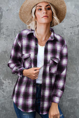 Plaid Shirt Women Spring Mid-length Loose Blouse Turndown Collar Shirt Clothing - Minihomy