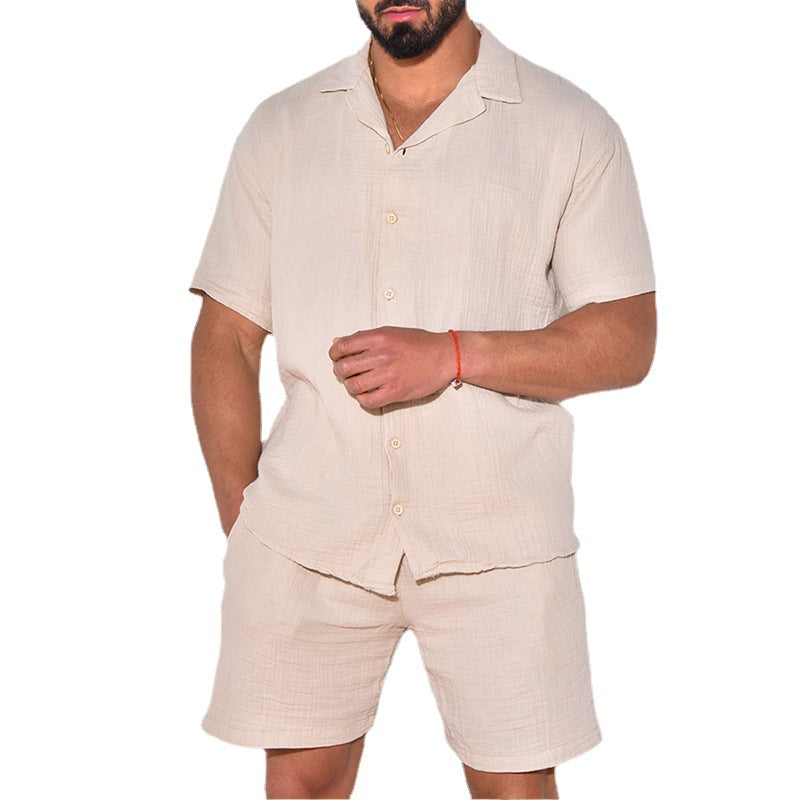 Men's Loose Stretch Casual Cotton Linen Two-Piece Suit - Minihomy