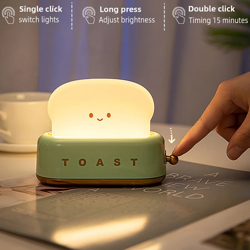 Funny LED Bread Maker Night Light - USB Charging, Dimmable, Timer, Kids Room Lamp - Minihomy