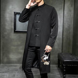 Men's Trendy Mid-length Hanfu Embroidered Trench Tang Suit Casual Coat - Minihomy