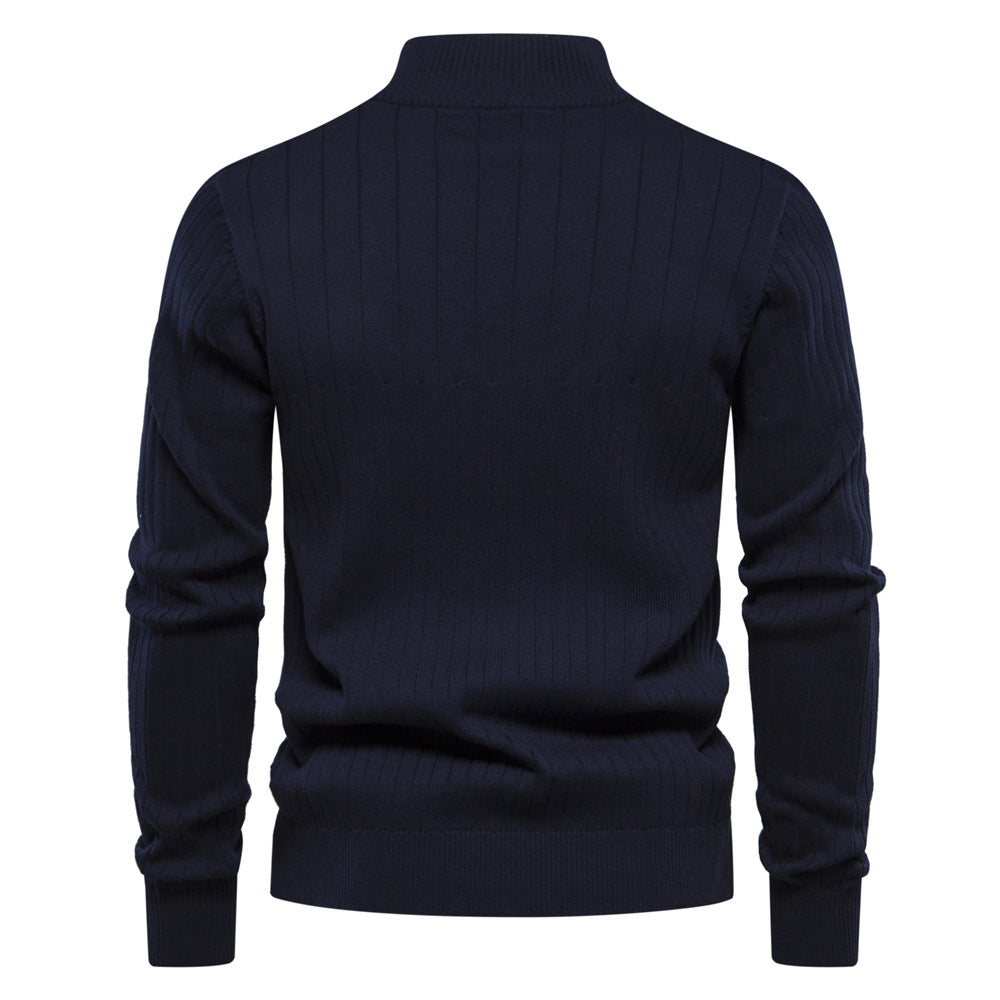 Men's Casual Stand Collar Half Zip Knitwear Sweater - Minihomy