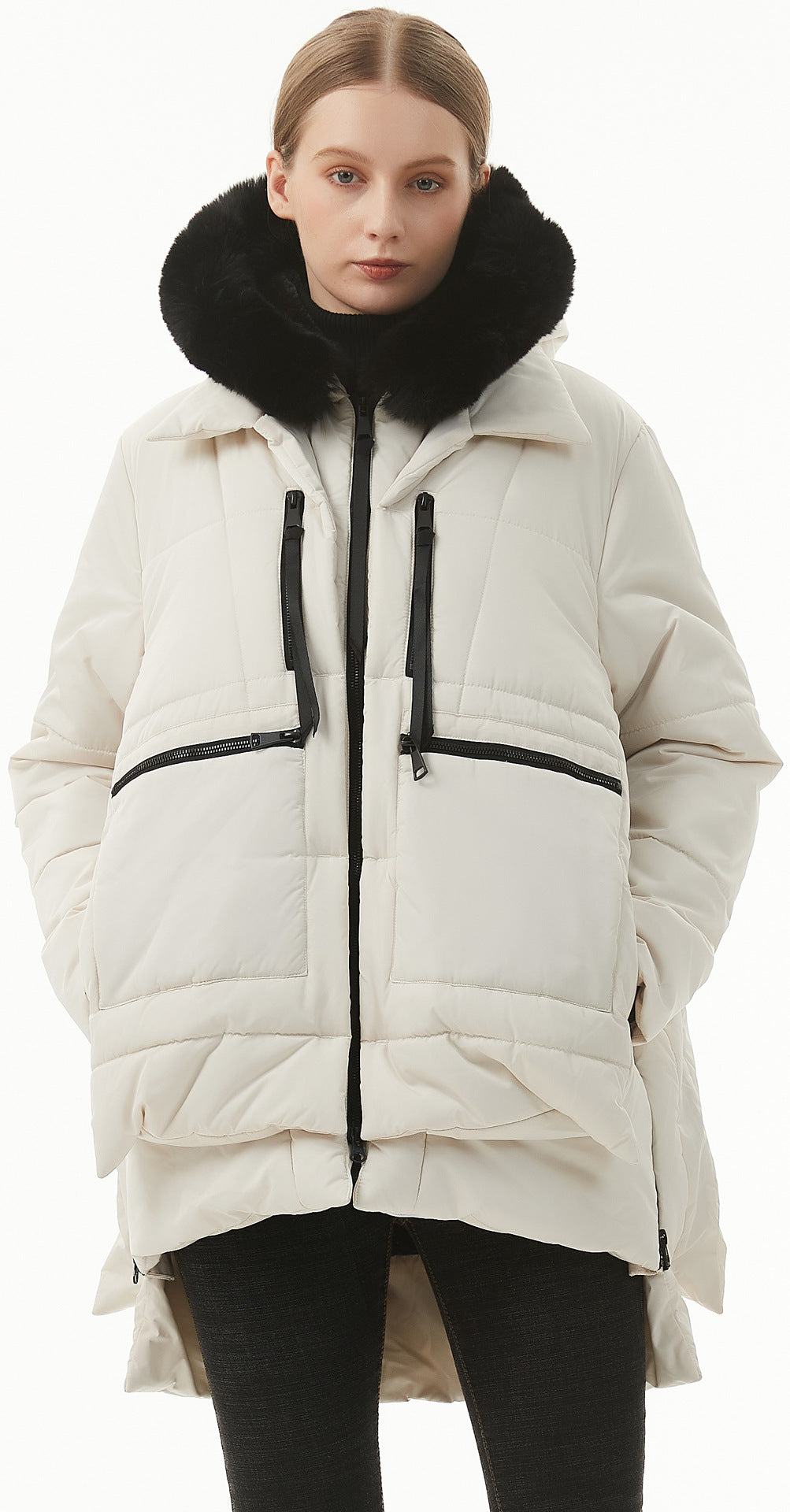 Women's Casual Hooded Middle Long Cotton-padded Coat