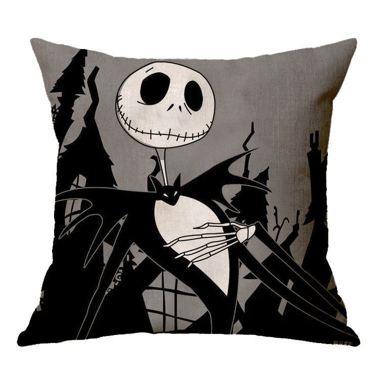 Linen Skull Halloween Pillow Cover - Minihomy