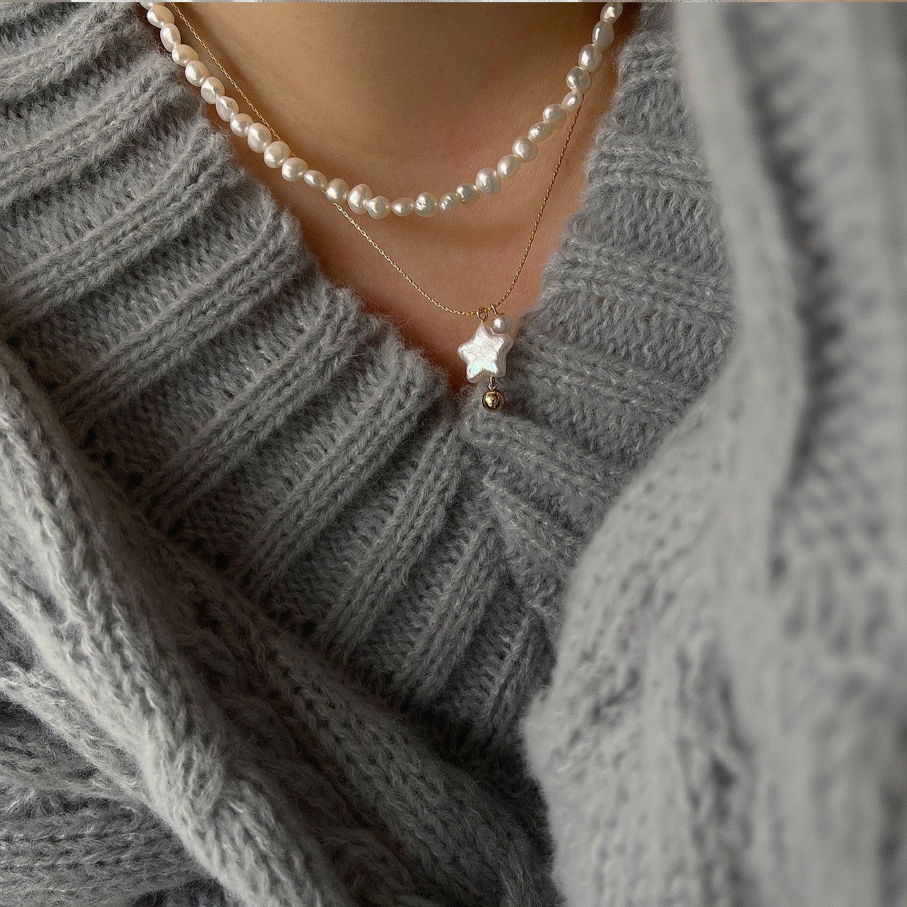 Pearl Baroque Sweater Chain Necklace - Minihomy