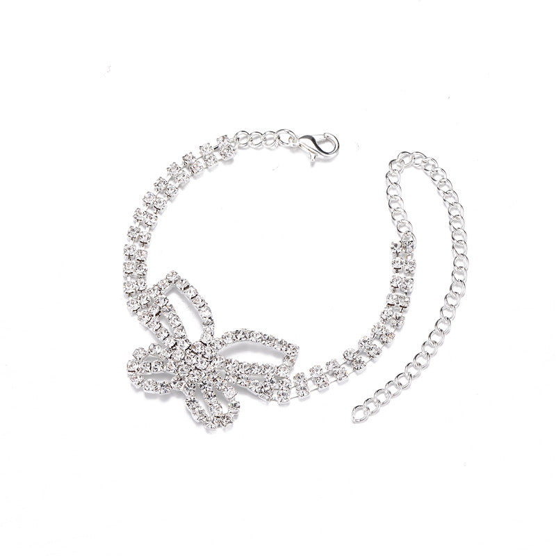 Full Diamond Butterfly Anklet Multi-layer Rhinestone Anklet - Minihomy