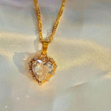 Colorful Rhinestones Heart-shaped Necklace - Love Gold Clavicle Chain - Minihomy