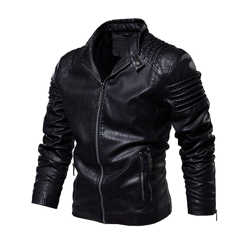 Men Leather Jacket Winter And Autumn Motorcycle PU Warm Fashion Coat - Minihomy