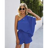 High Waist Short one Shoulder Loose Jumpsuit - Minihomy