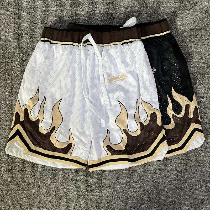 Flame Double Layer Mesh Style For Sports Shorts Men - Minihomy