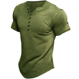 Men's Casual Solid Color Button Sleeve Top - Minihomy