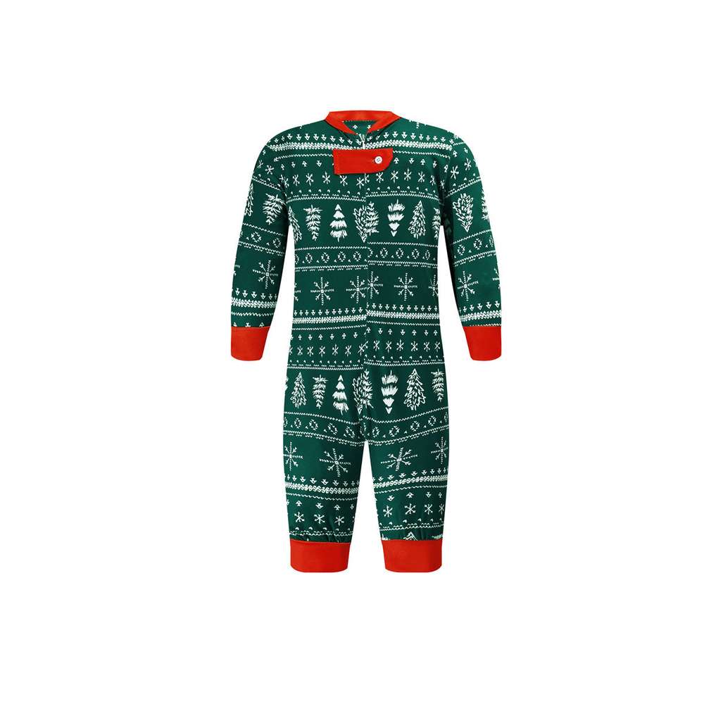 Christmas Print Contrast Color Parent-child Home Suit - Minihomy