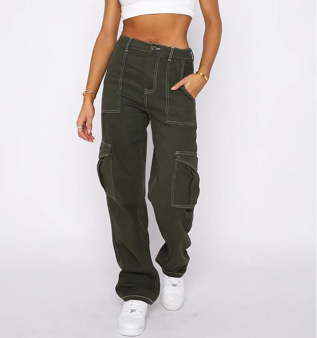 Cargo Pants For Women High Waisted Casual Pants Baggy Stretchy Wide Leg Streetwear - Minihomy