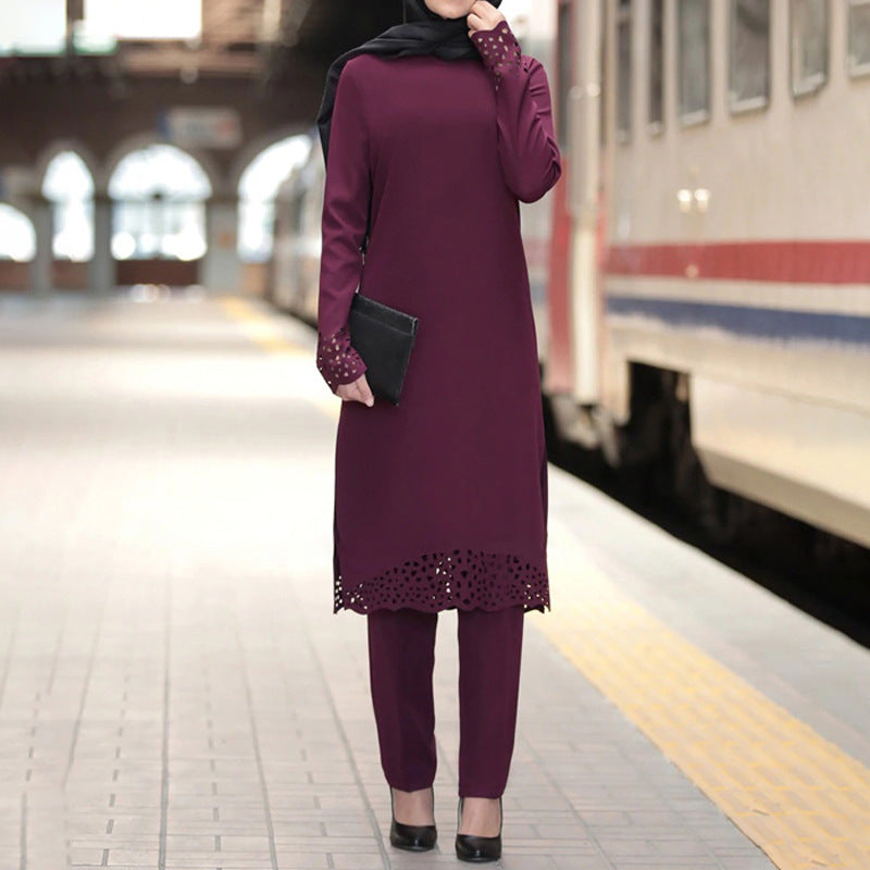 Muslim women's suit abaya two-piece suit - Minihomy