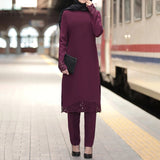 Muslim women's suit abaya two-piece suit - Minihomy