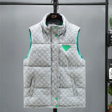 Embroidered Cotton Vest - Men's Winter New Stand-up Collar Cotton Vest - Minihomy