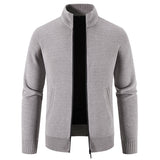 Fleece-lined Thickened Men's Knitted Stand Collar Jacket - Minihomy