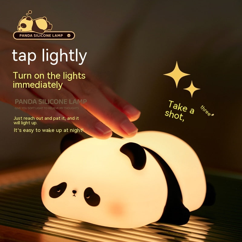 Cute Panda Night Light for Kids - Rechargeable Silicone Lamp, Timing Function, Bedroom Decor, Boys & Girls Gift - Minihomy