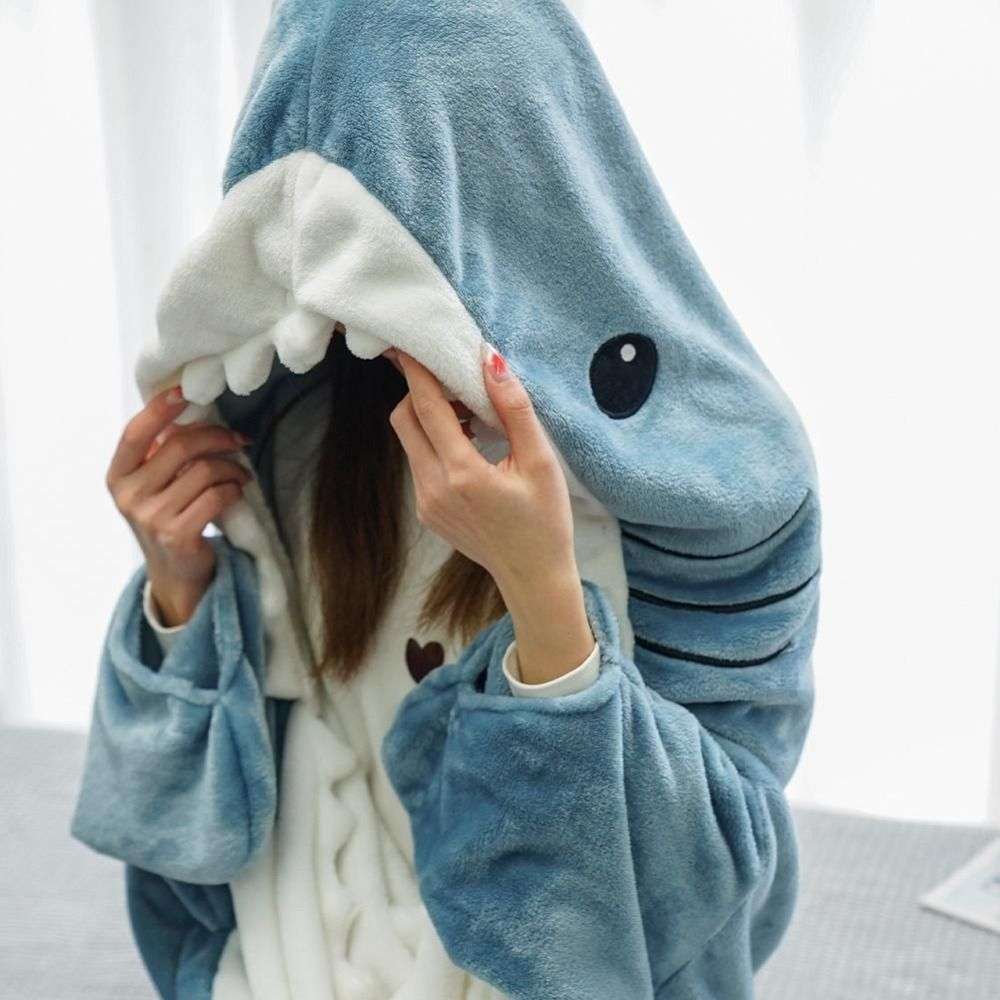 Cartoon Shark Sleeping Bag Pajamas Office Nap Shark Blanket  For Children Adult - Minihomy