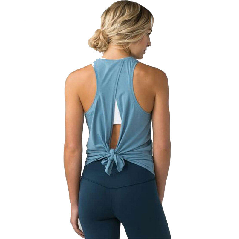 Women Backless Yoga Tank Top Shirts Sleeveless Off Shoulder Sports T Shirt