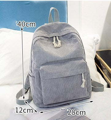 Durable Corduroy Backpack for Students - School Bag with Shoulder Straps - Minihomy