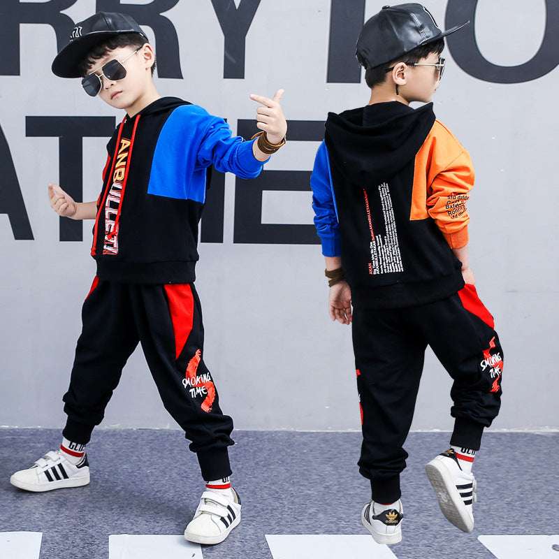 Big boy long-sleeved sports two-piece suit tide clothes - Minihomy