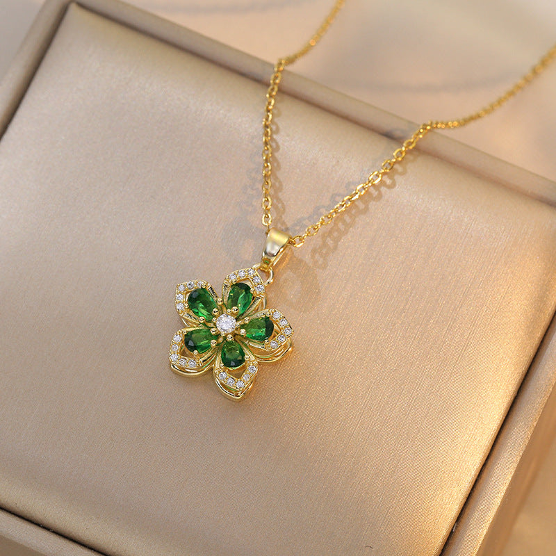 Fashion Rotating Bauhinia Zircon Necklace - Minihomy