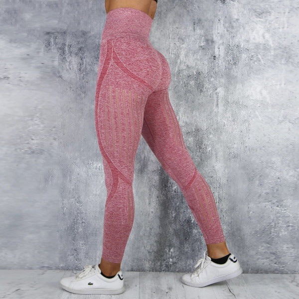 High waist yoga pants women's knit - Minihomy