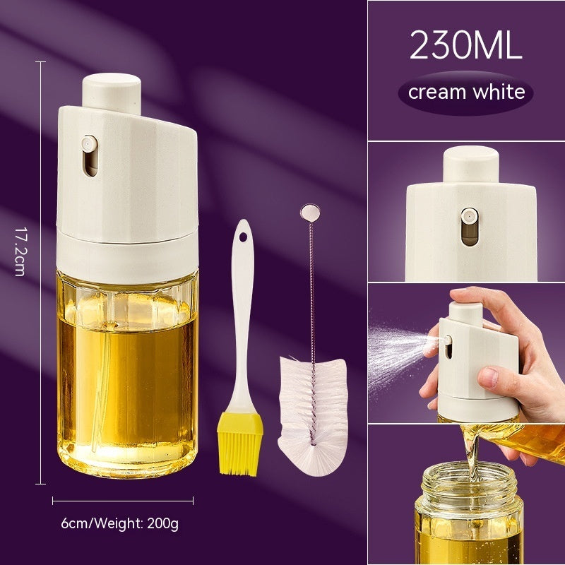 Kitchen Gadget 2-in-1 Glass Oil Bottle Press Oil Dispenser Barbecue Fuel Injector - Minihomy