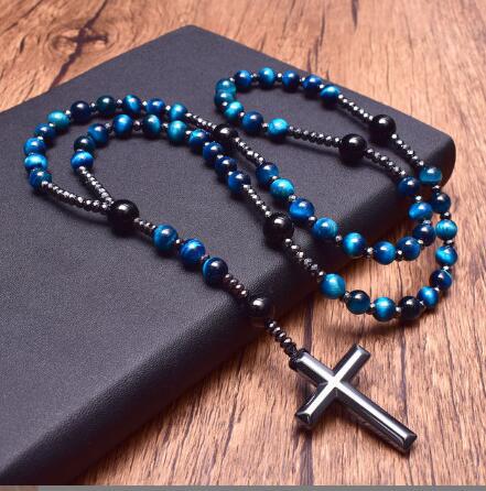 Natural Stone Cross Pendant Necklace - Minihomy