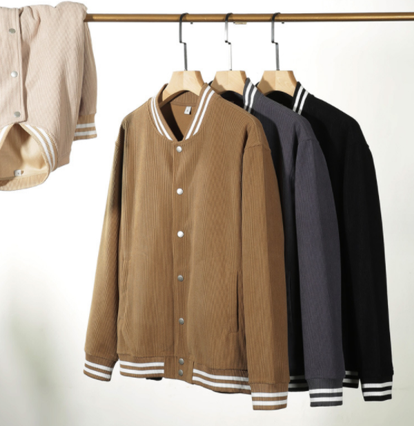 Menswear Corduroy Japanese Baseball Jacket - Minihomy