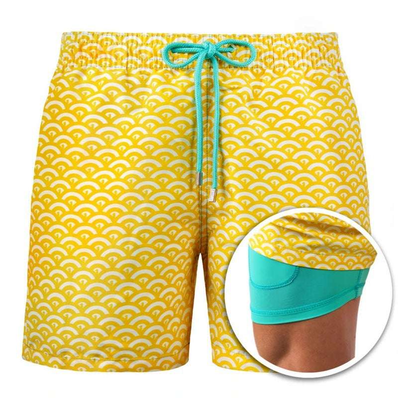 Men's Printed Beach Shorts Sports Double Layer Shorts Summer - Minihomy