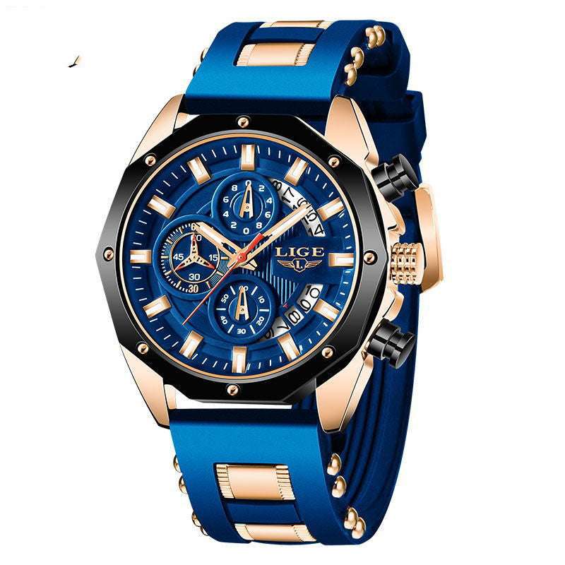 Fashion Mens Watches Top Brand Luxury Silicone Sport Watch Men Quartz Date Clock Waterproof Wristwatch Chronograph - Minihomy