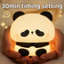 Panda LED Night Light Cute Silicone Night Light USB Rechargeable Touch Night Lamp Bedroom Timing Lamp Decoration Children's Gift Home Decor - Minihomy