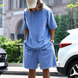 Men's Summer Sports Suit - 2 Piece Short Sleeve T-Shirt & Shorts Set with Pockets - Minihomy