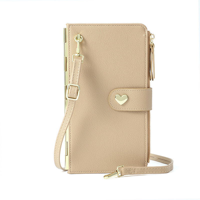 Mobile Phone Bags With Transparent Touch Screen Love Buckle Long Wallet Women Multifunctional Crossbody Shoulder Bag - Minihomy