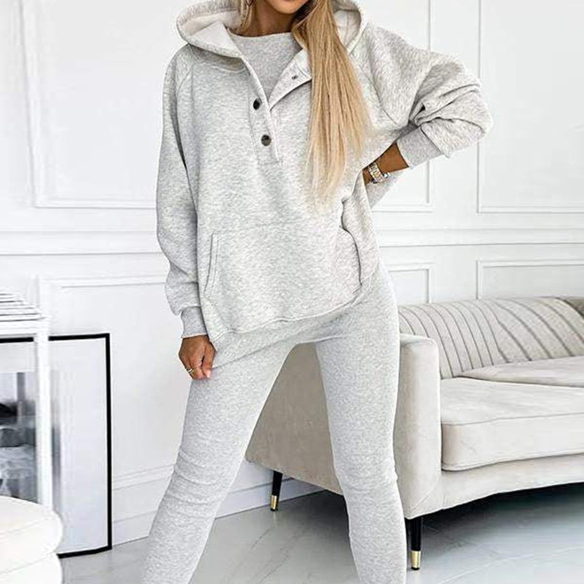 3pcs Women's Sports Suit: Hooded Sweatshirt, Vest, and Slim Trousers - Minihomy