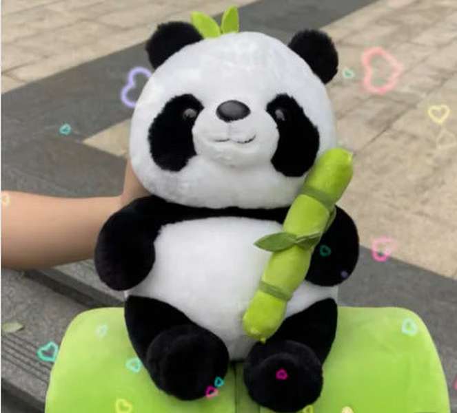 Adorable Simulated Bamboo Tube Flower Panda Pillow - Minihomy