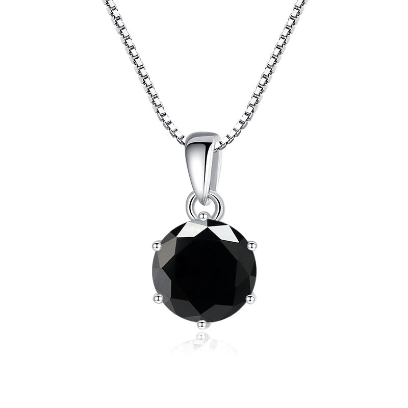 925 Silver Inlaid Round Moissanite Necklace - Minihomy